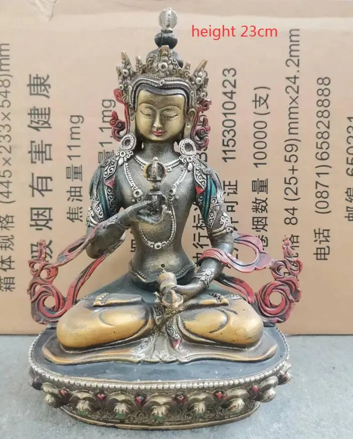 Old China Tibetan Buddhism Purple Bronze Vajrasattva Bodhisattva Buddhas Statue