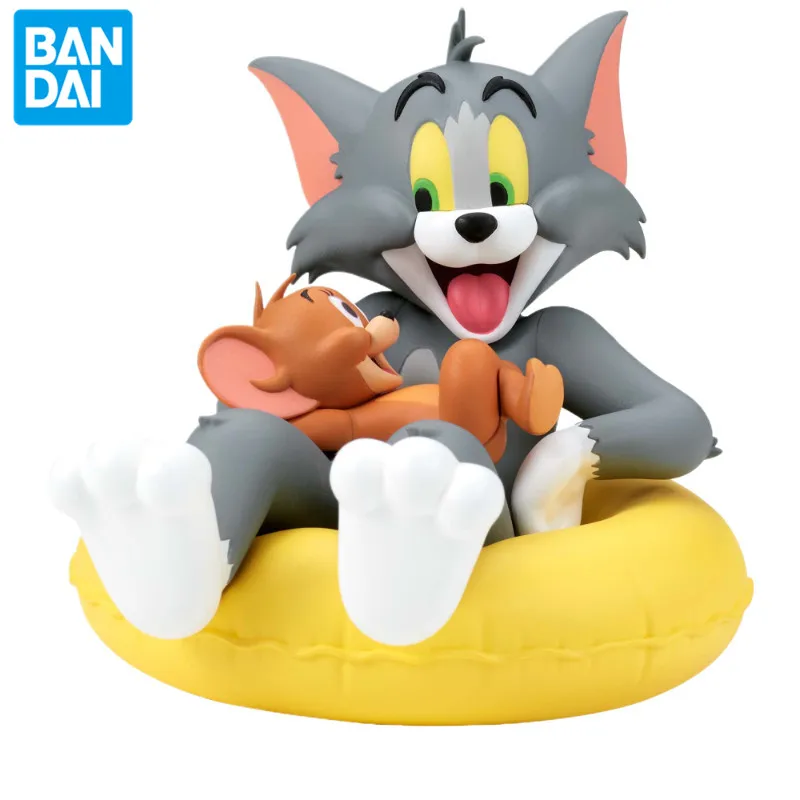 Bandai ของแท้อะนิเมะ Tom และ Jerry Tom Jerry ฉากรูป PVC 10 ซม.เครื่องประดับของขวัญของเล่นเกมของสะสม