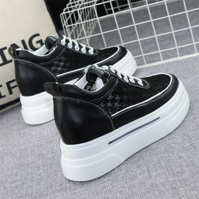 Height Increase 8cm Women's Shoes Korean Version Summer Mesh Breathable White Shoes Thick-soled Muffin Casual Shoes Mesh Sneaker