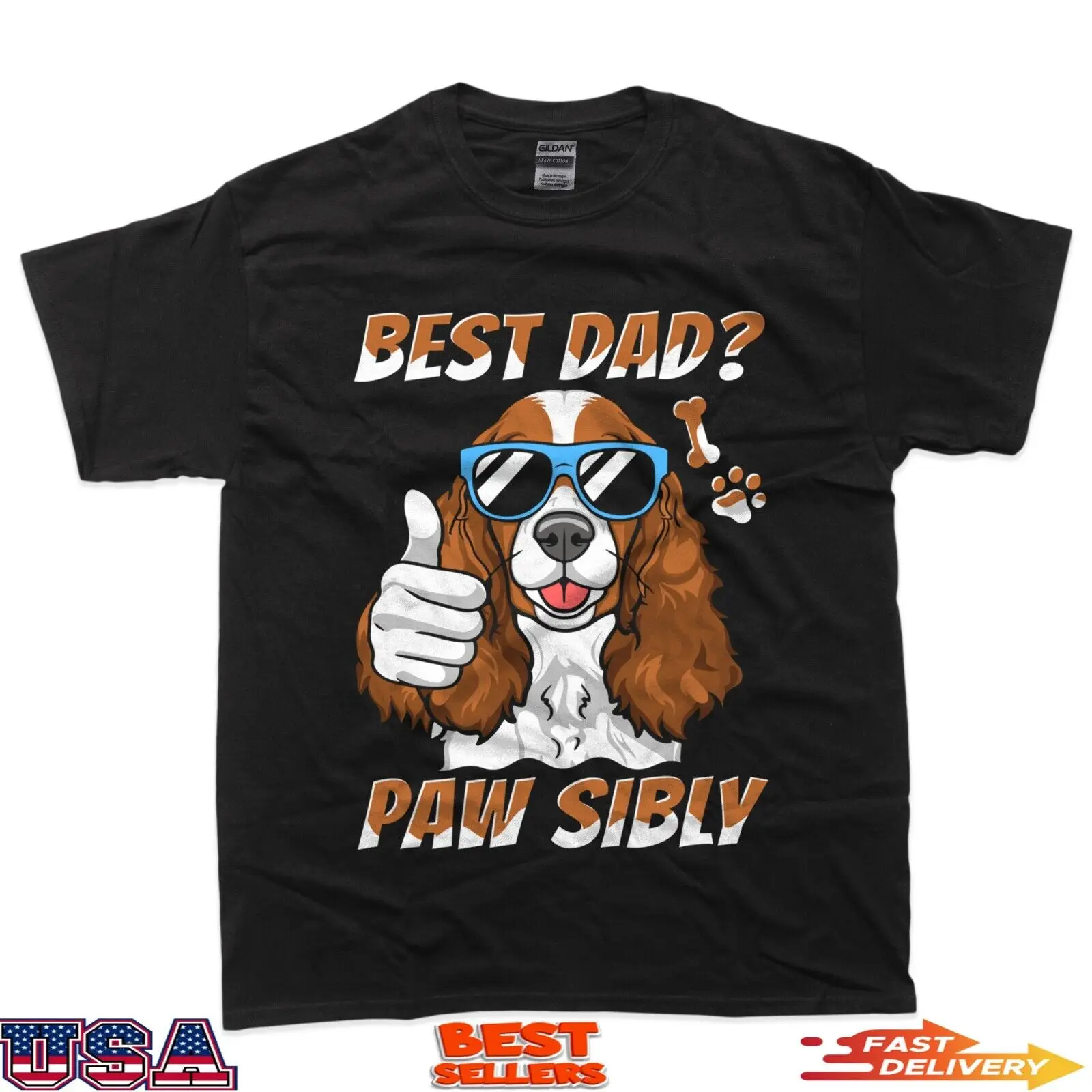 Кокер-спаниель, отец, собака, порода-лучший папа, Pawsibly футболка