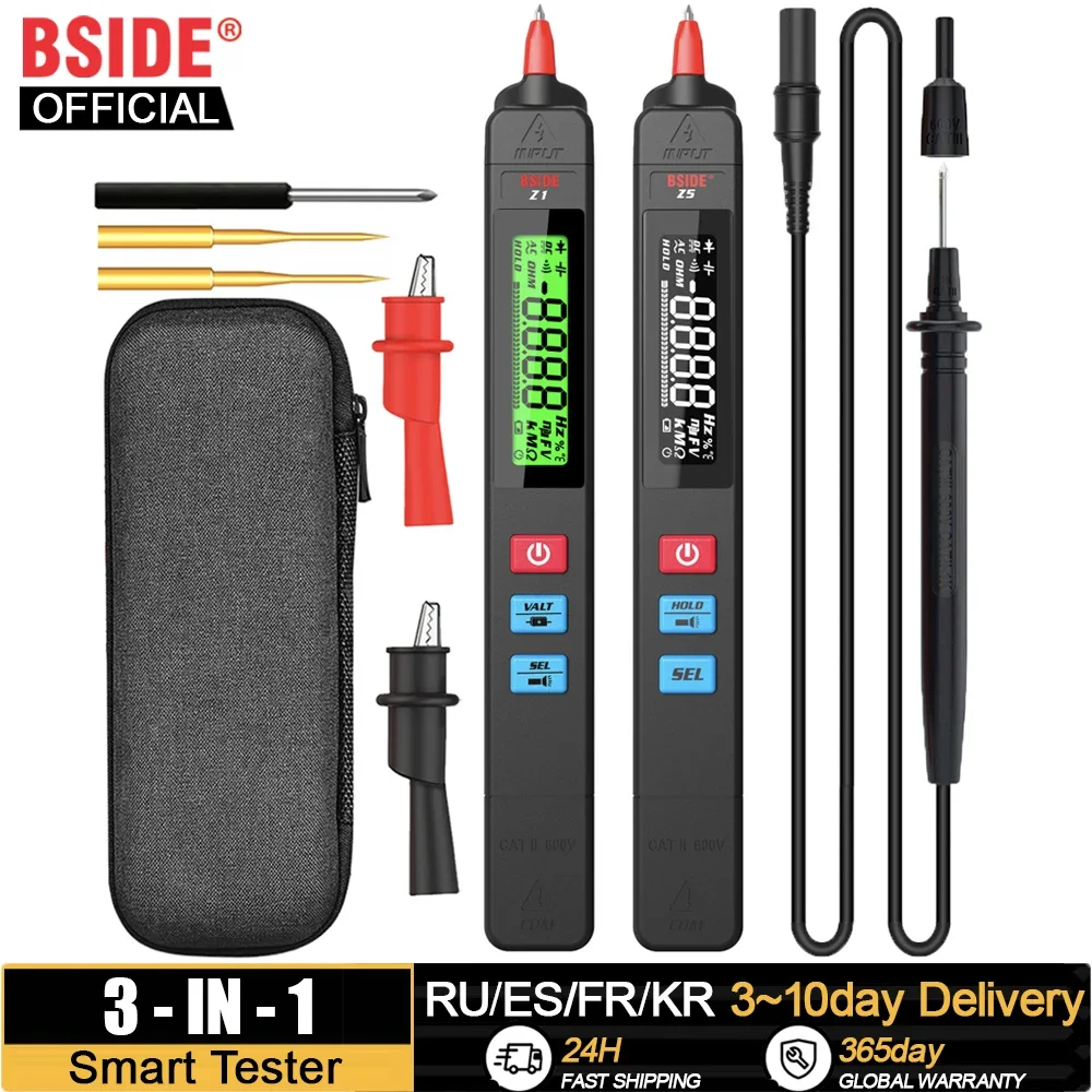 

BSIDE Digital Multimeter Pen Type Smart multitester Auto Range DC AC Voltage Capacitance Ohm NCV Hz Diode Live wire Tester Meter