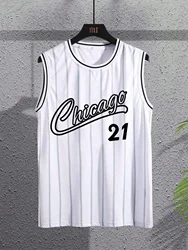 Tank top fully stitched white basketball fan uniform club summer sports sleeveless mesh moisture absorption training uniform