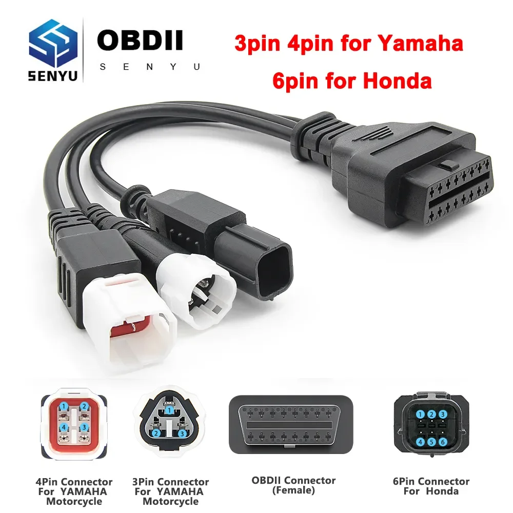 Male to Female 3pin 4pin for Yamaha 6pin for Honda to 16pin OBD 2 Extension Cable Motorcycle Diagnostic Tool moto OBD2 Connector