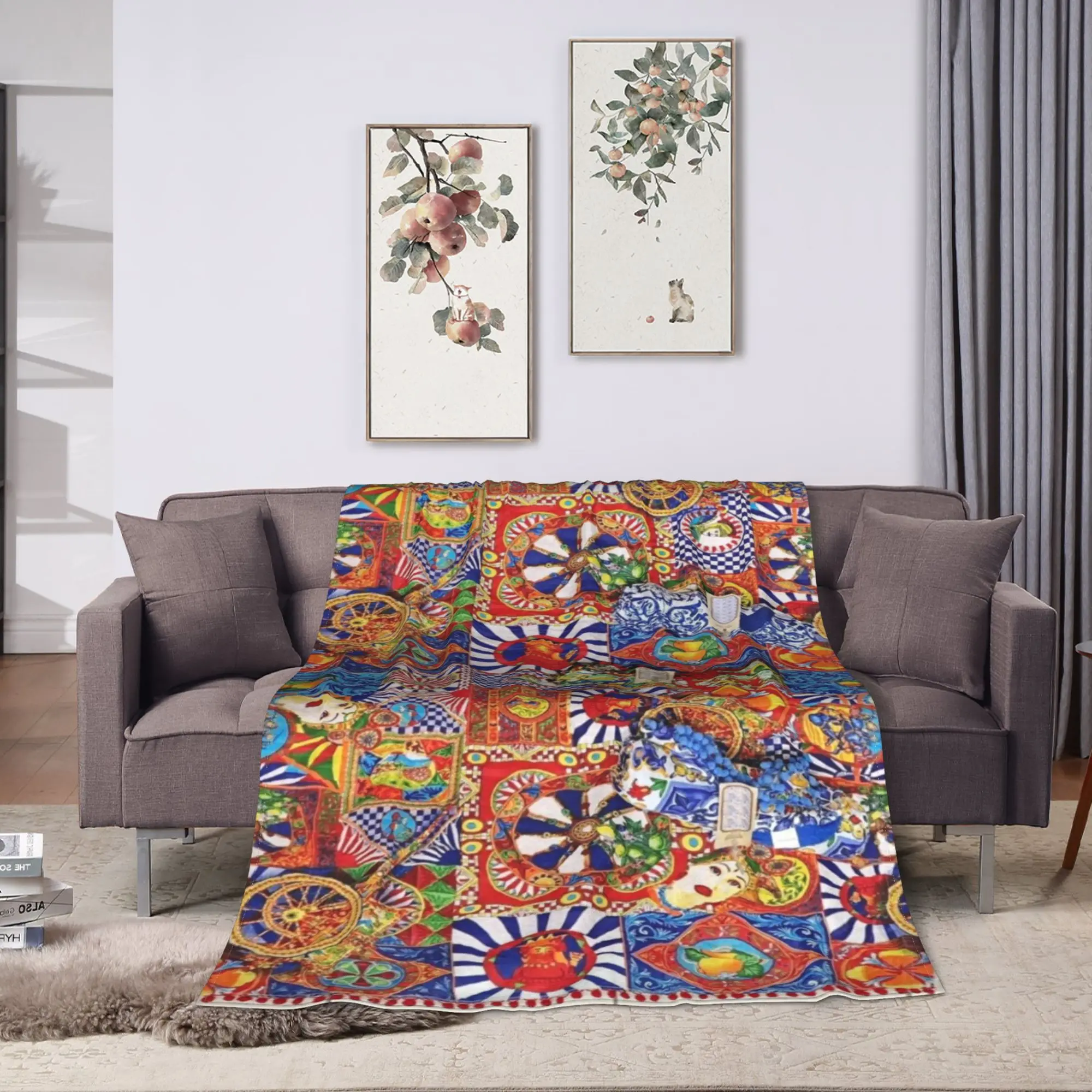 Italy Cute Print Sicilia Sicily Love Trinacria Blanket Quality Warm Soft  Throw Blanket Spring Picnic Home Decor Trend Bedspread