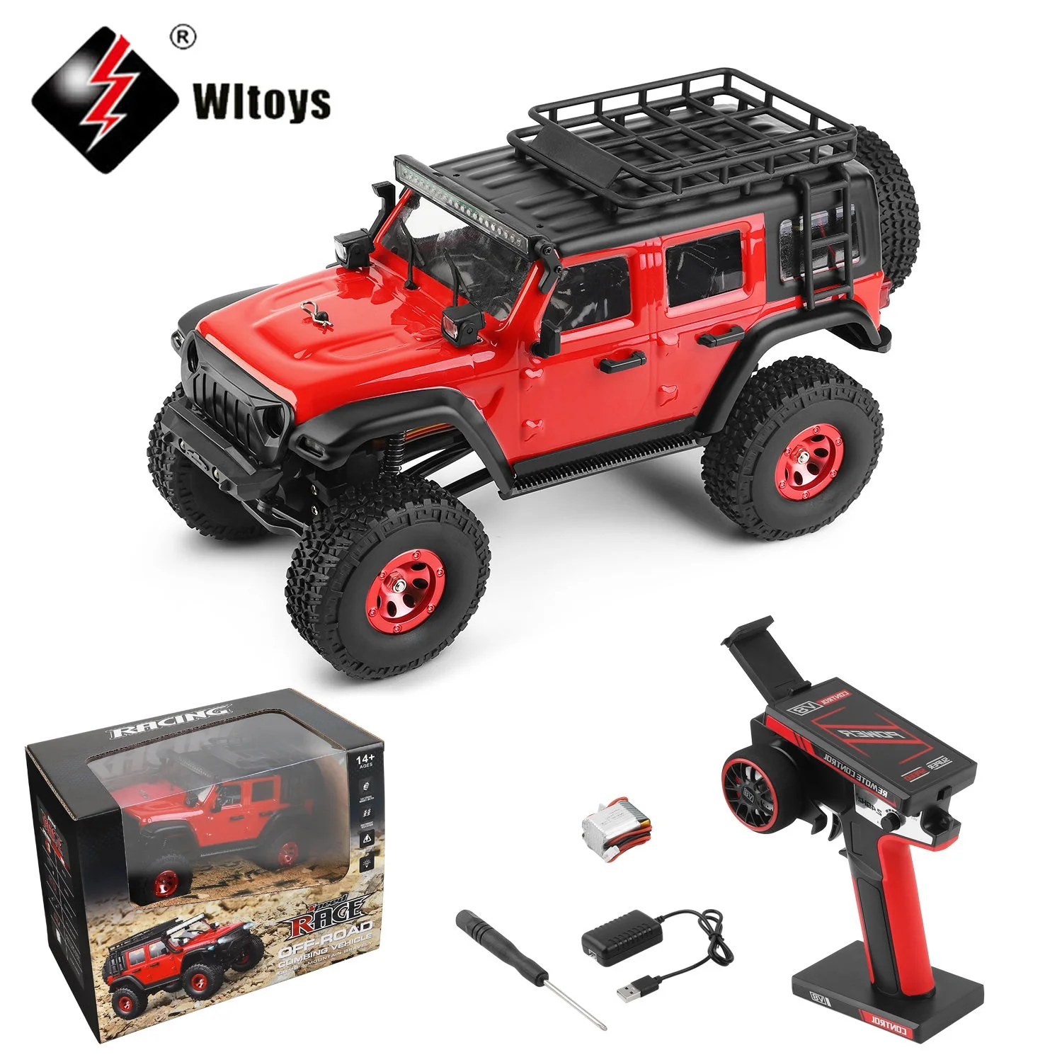 Wltoys 2428 RC Car 4WD Electric Remote Control Crawler 130 Carbon Brush Motor 3km/h Climbing Car Toys for Boys Adults