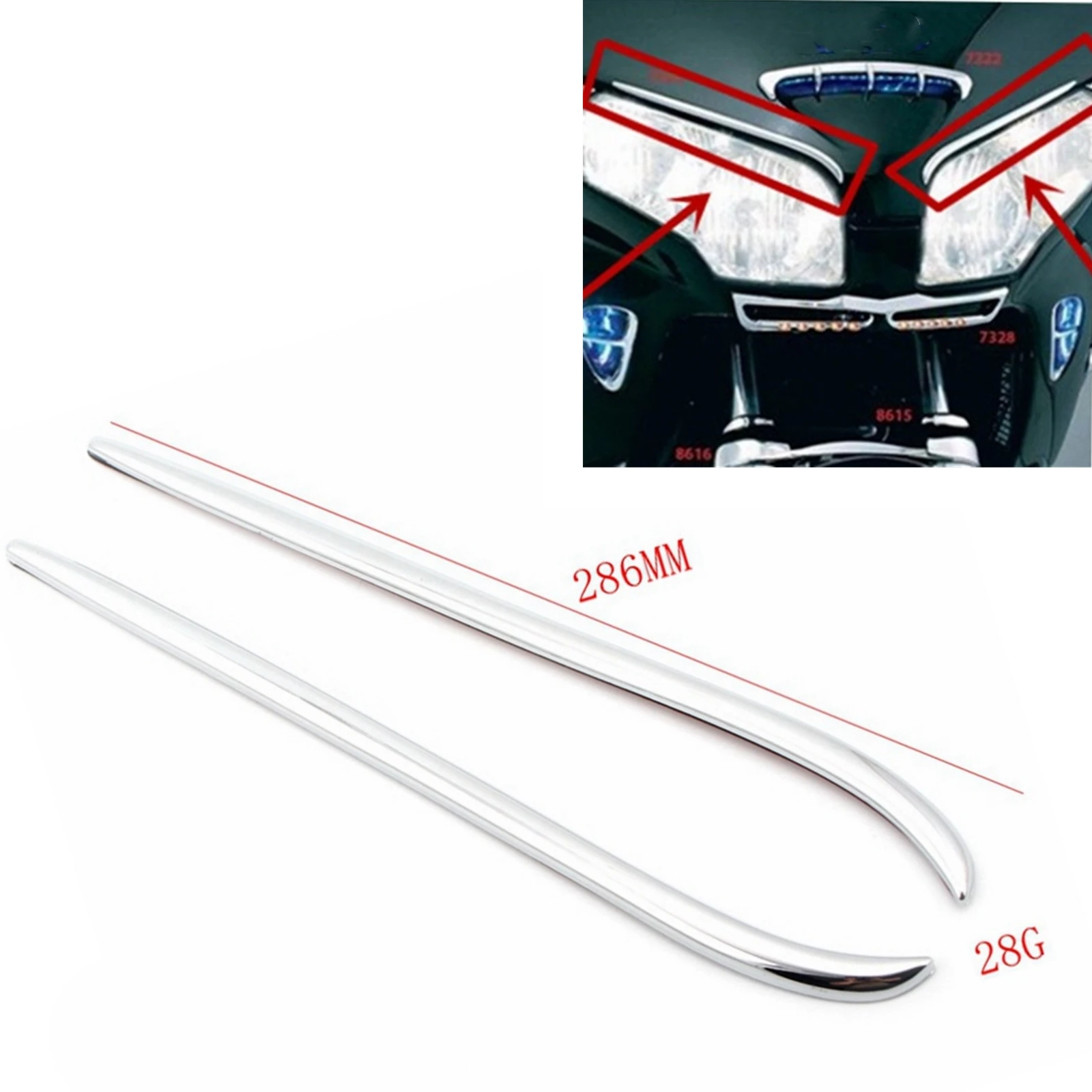 2PCS Motorcycle Fairing Eyebrows Trim Decoration Part For Honda Goldwing GL1800 2001-2011