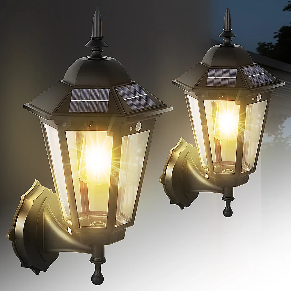 2 Stück Retro-Landschafts-Solarleuchten mit Wolframfaden-Glühbirnen für Außenbereich, Garten, Straße, Bodendekoration, Solar-LED-Gartenbeleuchtung