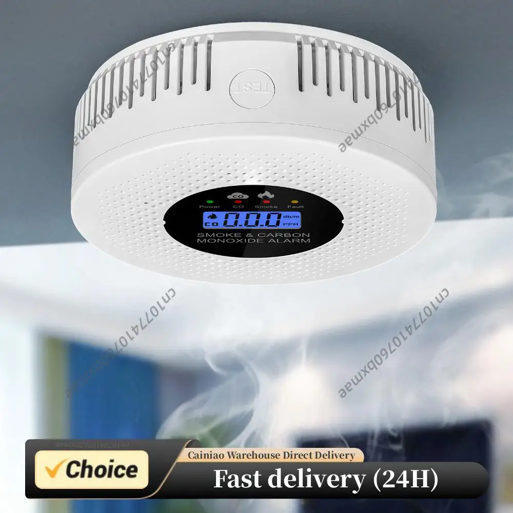 

Smoke and Carbon Monoxide Detector with LCD Display Carbon Monoxide Alarm Powered by Battery for Home Office RV Hotel