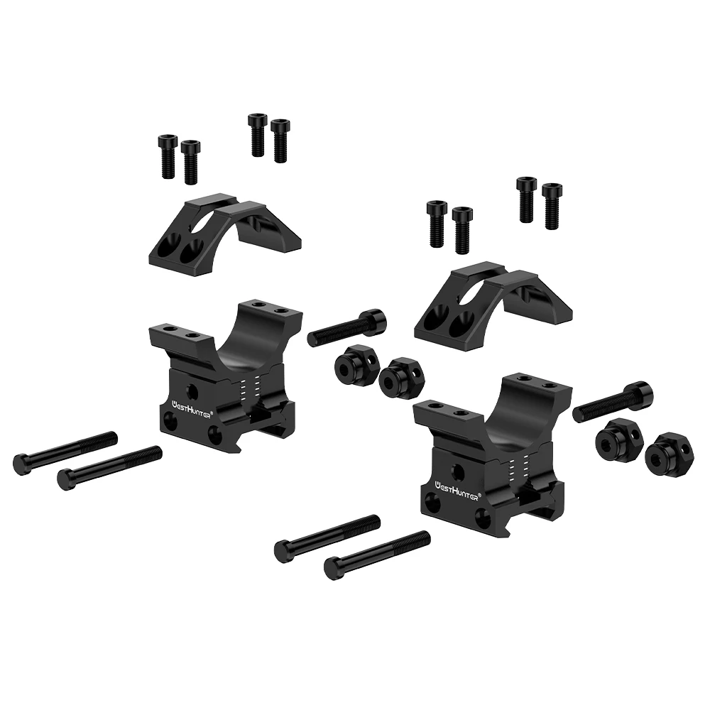 WESTHUNTER Adjustable Profile Raise Picatinny Mounts CNC Precision Elevation Correction 1''/30mm Hunting Rifle Scope Dual Rings