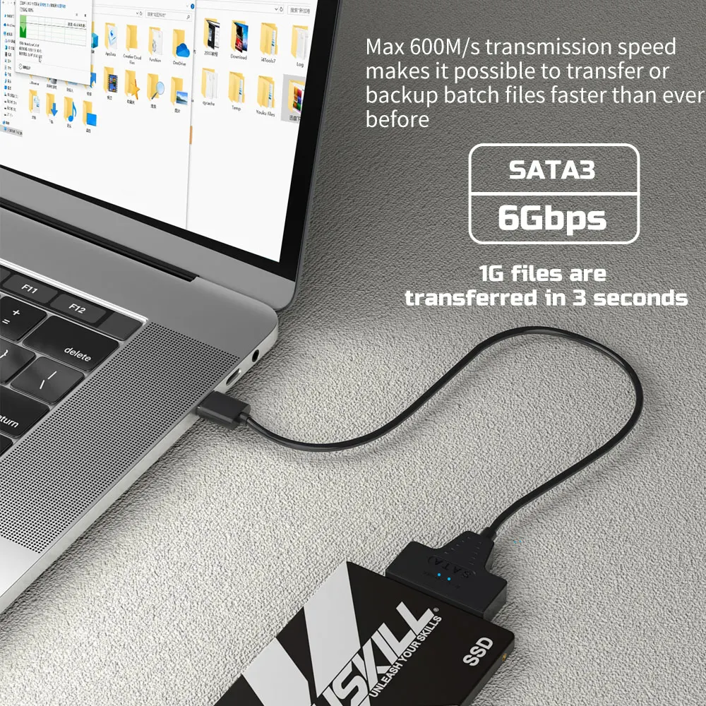 Cable USB 3,0 a SATA/tipo C, Cable de controlador USB a SATA III, compatible con disco duro de 2,5 pulgadas, 6Gbps, HDD, SSD, adaptador de 22 pines