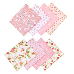 (25cm*20cm)8pcs Pink Floral Cotton Fabric Bundle; PreCut Fabric; Sewing Supplies For Patchwork Sewing And DIY Clothing Crafts
