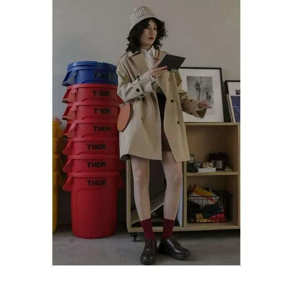 

Petite Hepburn Style Windbreaker Loose British Casual Mid-Length Jacket K-Style Versatile Student Fashion