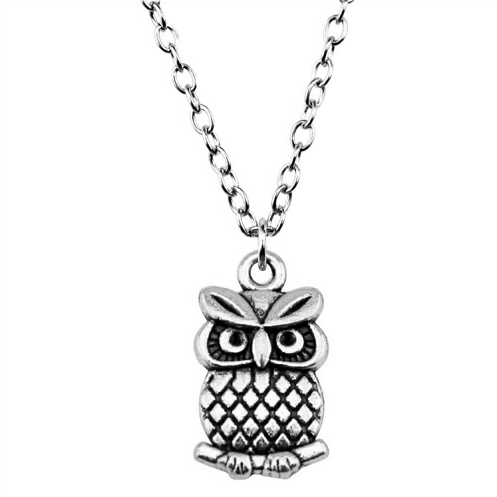 1pcs Double Sided Owl Jewelry On The Neck Couple Pendants Jewelry Making Vintage Chain Length 43+5cm