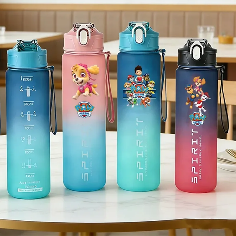 Garrafa de Água Esportiva PAW Patrols de Grande Capacidade 800ML Kawaii Chase Skye à Prova de Vazamentos Copos Portáteis para Viagens ao Ar Livre e Academia