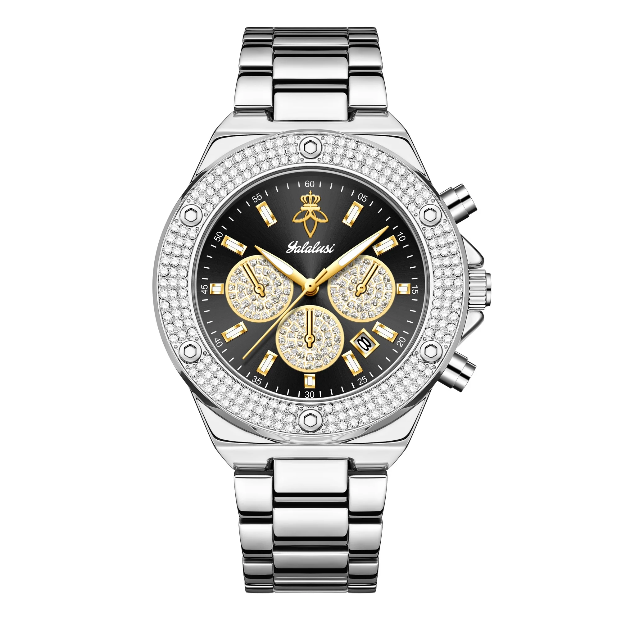 YaLaLuSi Luksusowy Srebrny Zeg – Luxury Watch Gold And Black recenzja i cena