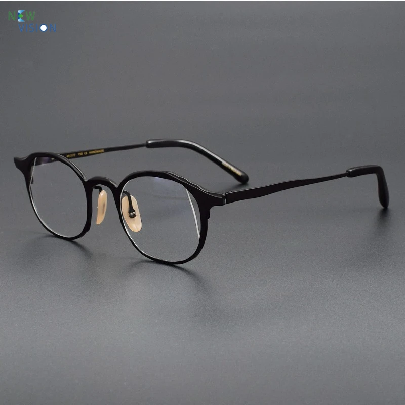 

Men Glasses Japan Handmade Square Pure Titanium Eyeglass Frame New Fashion Women Irregular Eyeglasses Support Prescription Lens