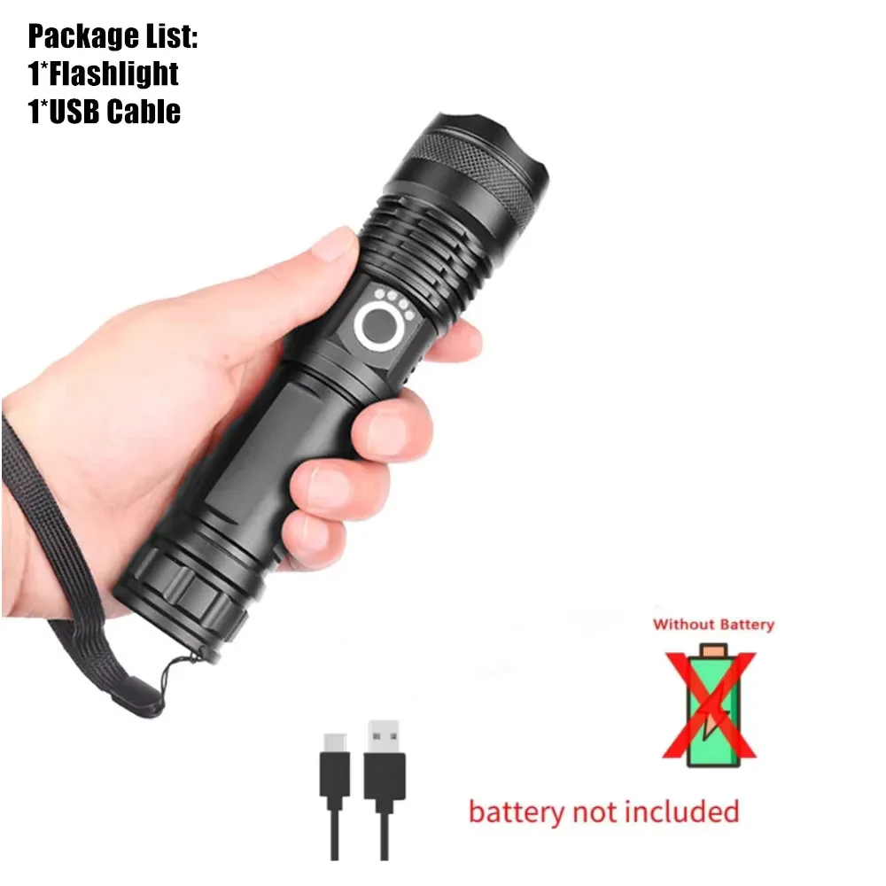 

ZK40 Flashlight Torch Super Bright Rechargeable Zoom LED Tactical Torch xhp70 18650 or 26650 Camp Lamp