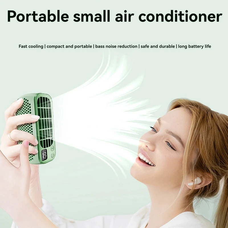 Handheld Fan Hanging Neck Small Fan Bladeless Portable Five-Speed Adjustable Fan Low Noise Desktop Fan
