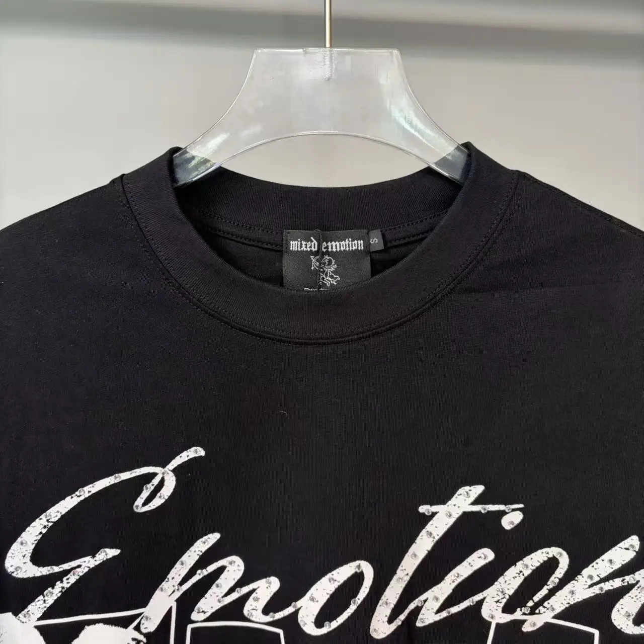 141# New fashion trend brand MIXEDEMOTION printing Shirt Streetwear Cotton Loose Round Neck Oversized Tee Top men t-shirt