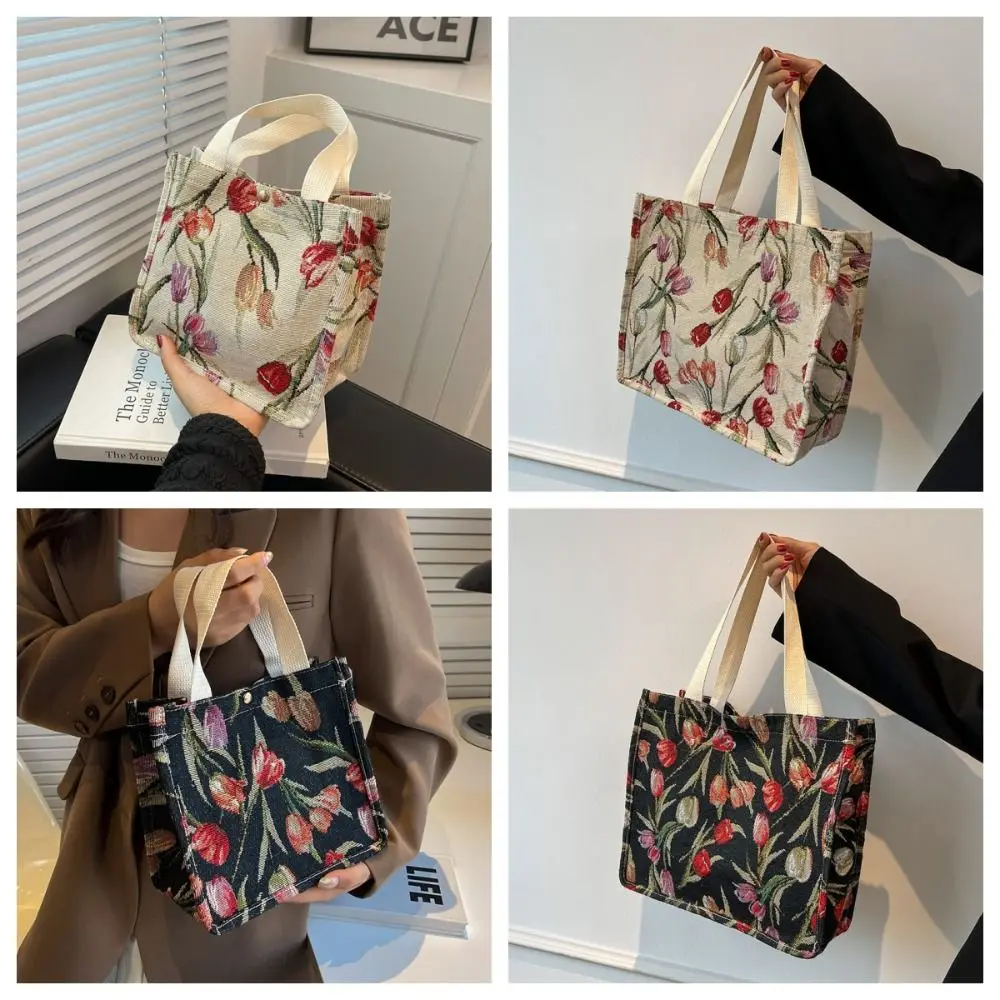 Sacola com estampa floral para unissex, sacola de ombro, grande capacidade, elegante e na moda, bolsa floral doce