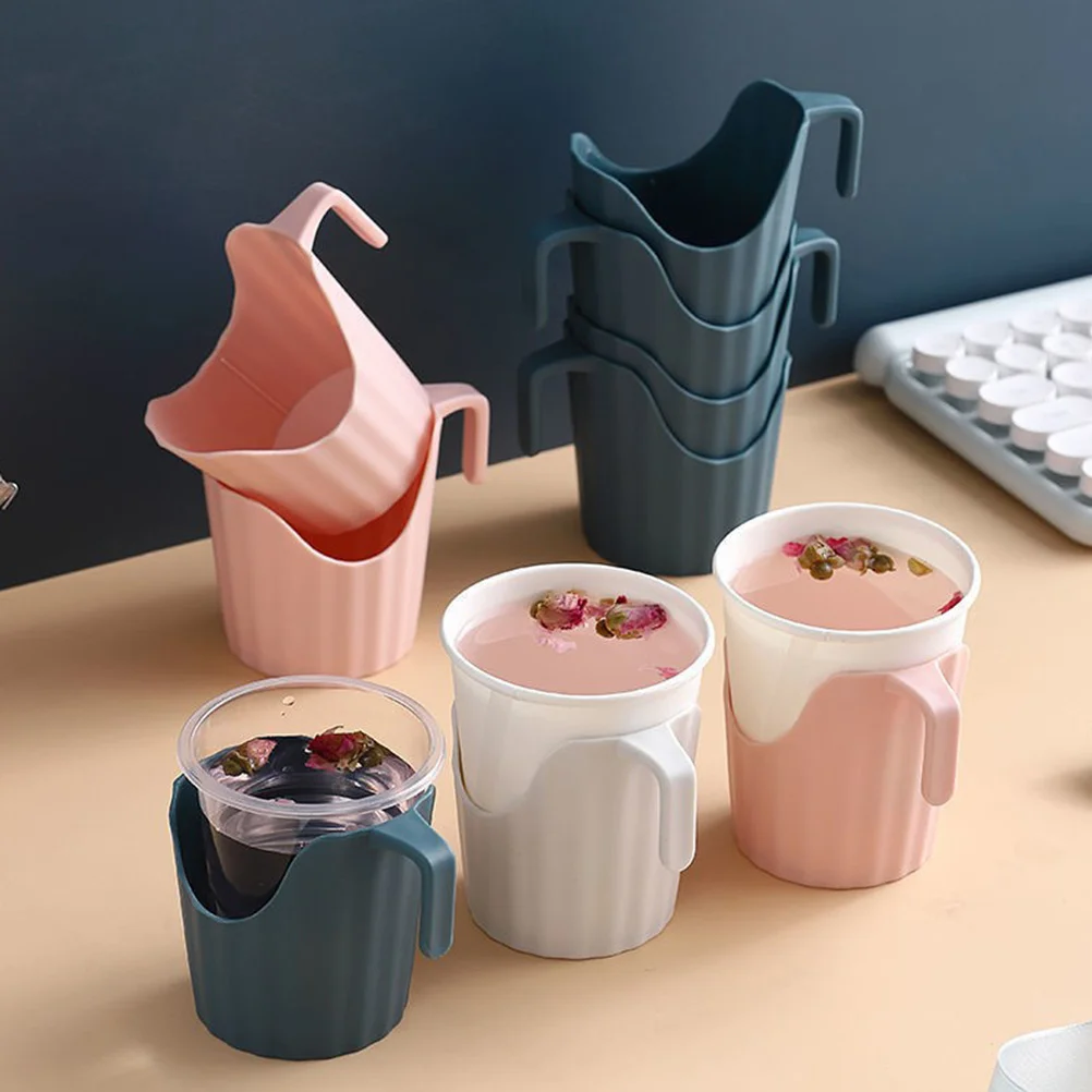 6 Pcs Insulated Cup Holder Pink Bracket Anti-scalding Coffee Paper Plastic Desktop Office Mug Sleeve