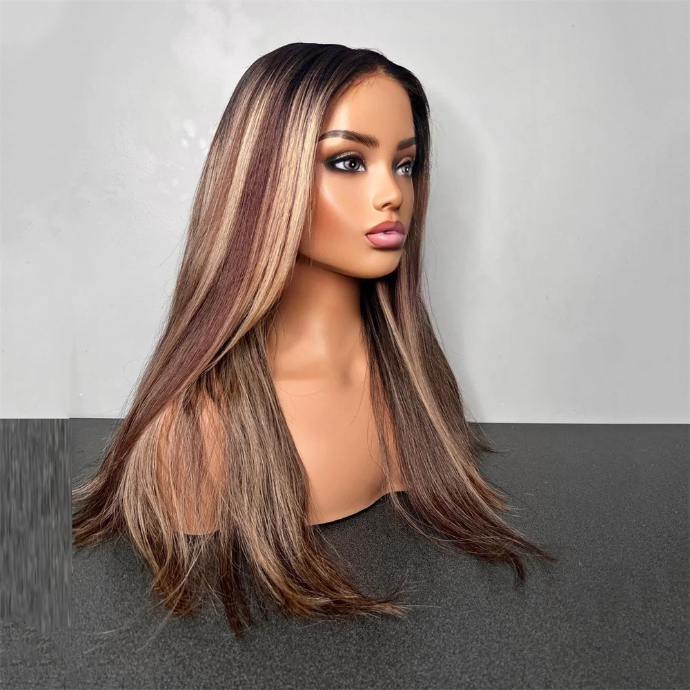 

Синтетический парик Brunette 28 дюймов, 13x4, прямой, с мелированием, для женщин, с кружевной передней частью, класса люкс, реалистичный вид, для косплея и вечеринок