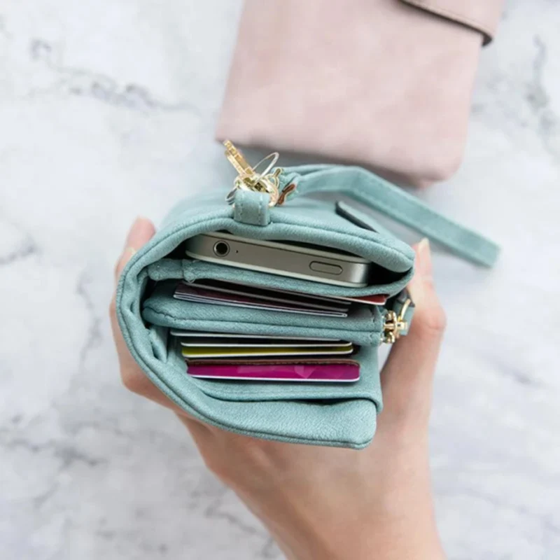 Кошелек Chic Tri-fold Wallet Women Short Wallet Korean Style Buckle Multi-slot Purse Кошелек Женский Кожаный Carteras Para Mujer