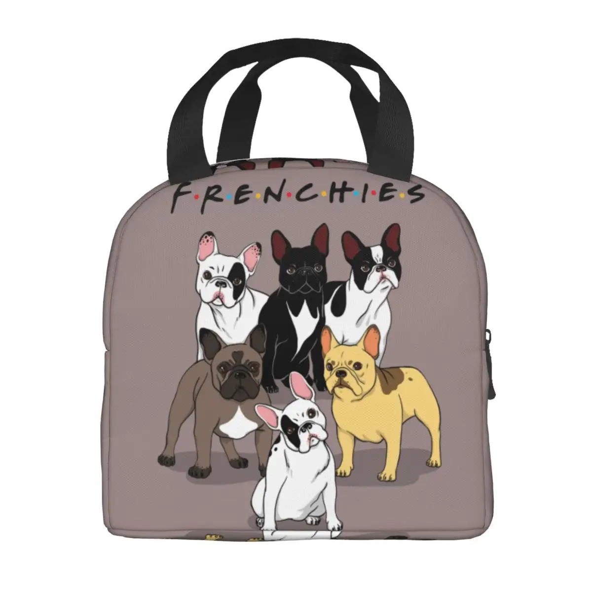 Custom Funny Frenchies French Bulldog Insulated Lunch Bags for Work School Dog Animal Cooler Thermal Bento Box Women Children
