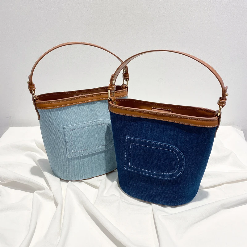 2022 Nieuwe Mode Canvas Tassen Voor Vrouwen Casual Denim Tassen Mode Vrouwelijke Schouder Emmer Bag Pack Reizen Rits Handtas