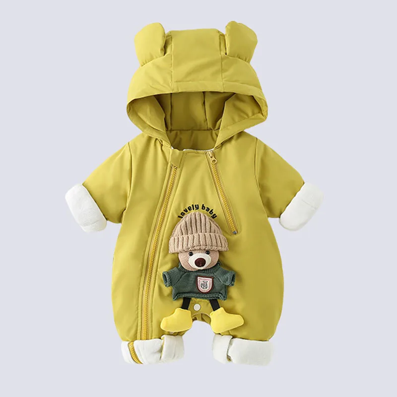IYEAL معطف شتوي من الصوف السميك ملابس لحديثي الولادة بدلة رومبير ناعمة دافئة للأولاد ملابس خارجية