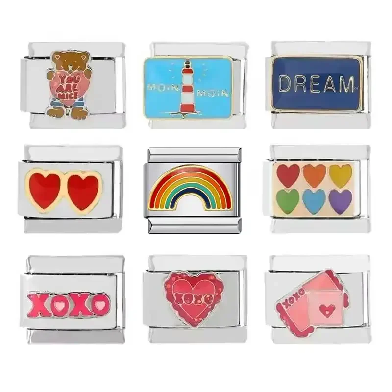 Charm Italiaanse roestvrijstalen armband DIY elastische 9 mm module splitsen liefde retro stijl voor vrouwen mannen kettingen sieraden kettingen