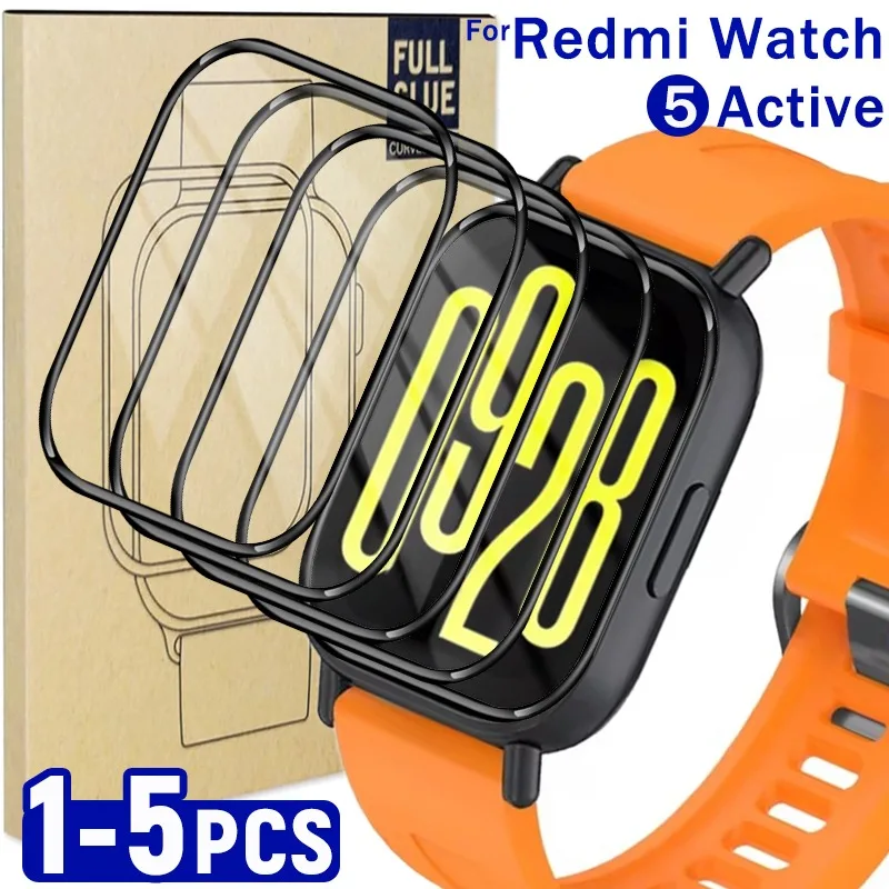 1-6PCS 9D Full Screen Protector For Xiaomi Redmi Watch5 Active 4 3 Tempered Glass HD  Anti-scratch Smartwatch Protector Film