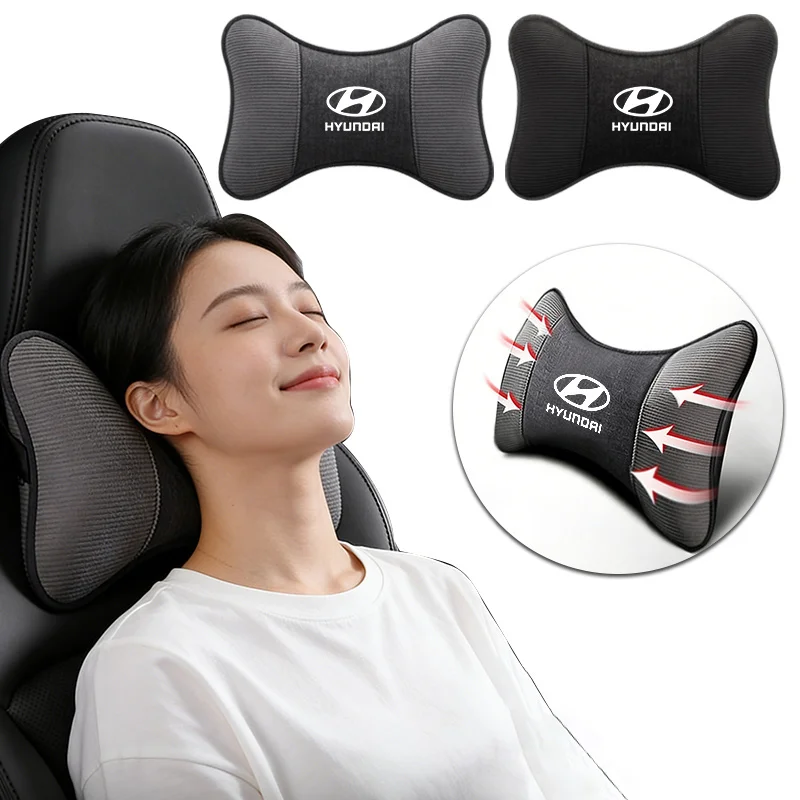 2PCS Breathable Car Headrest Neck Support Seat Pillow Protect Neck For Hyundai i10 i20 Tucson Accent Elantra Santa fe Sonata view 4
