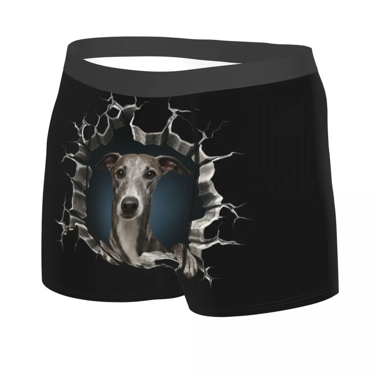 Ropa interior Breaking Through Greyhound para hombre, calzoncillos Boxer elásticos para amantes de los perros, pantalones cortos, bragas, calzoncillos, regalo de cumpleaños para el Día de San Valentín