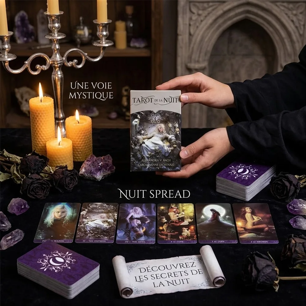 

78 Night Tarot Cards (10.5x6.2cm), Dark Moonlight Gothic Goddess Divination Prophecy Cards, Family Party Board Game