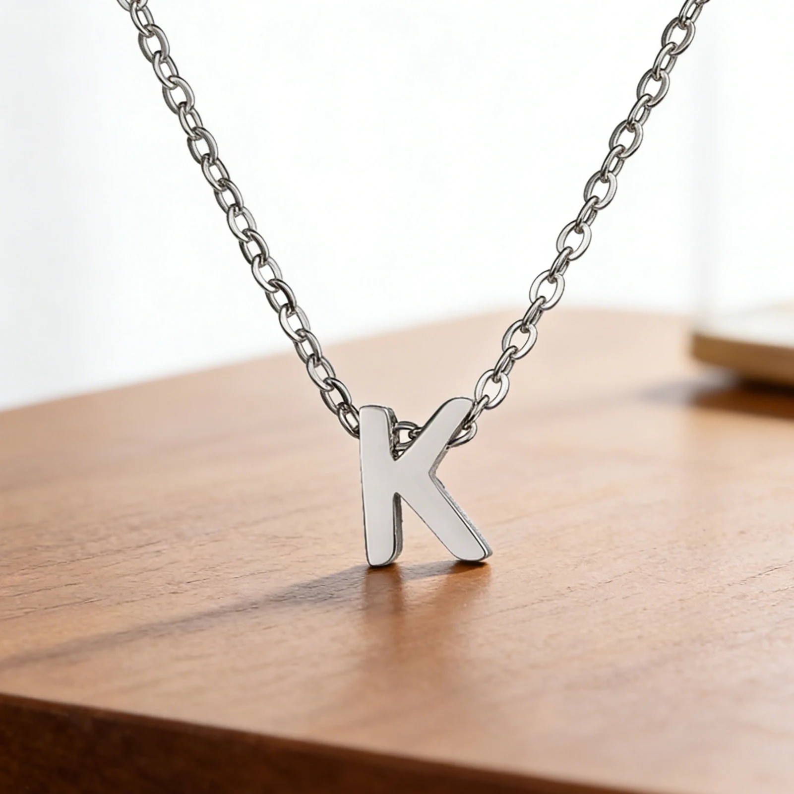 Name Initial Necklace A-Z 26 Letters Pendant Stainless Steel Jewelry Women Men Neck Choker Couple Friend Birthday New Year Gifts