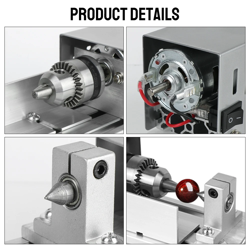 Rotary Tool 12-24V DIY Woodworking Buddha Pearl Grinding Polishing Mini Wood Lathe Machine Miniature Buddha Pearl Lathe