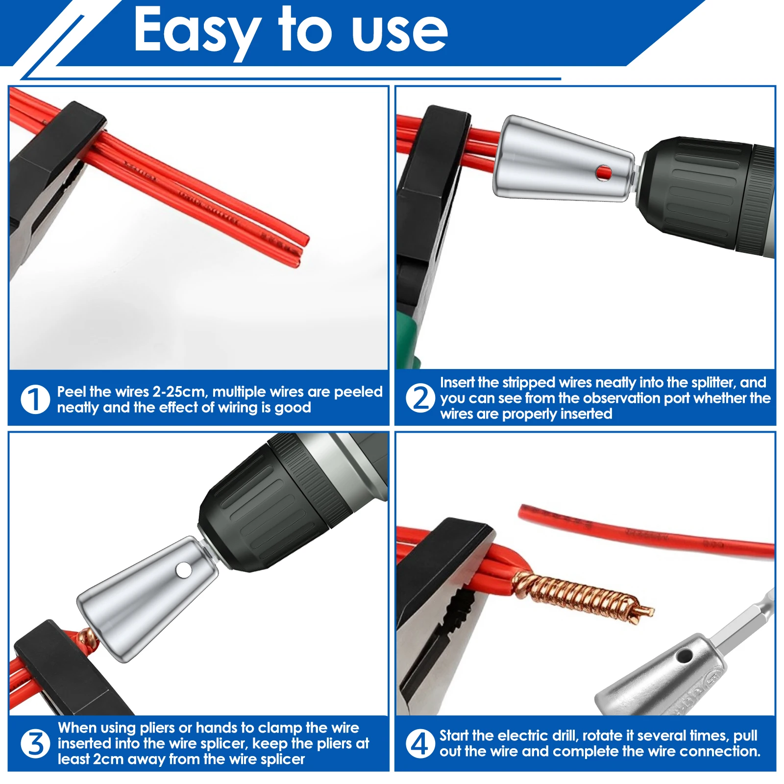 Wire Twisting Tool Automatic Wire Stripper Wire Twister 3 Way and 5 Way Cable Twisting Connector 6mm Hex Shank Drill Drive