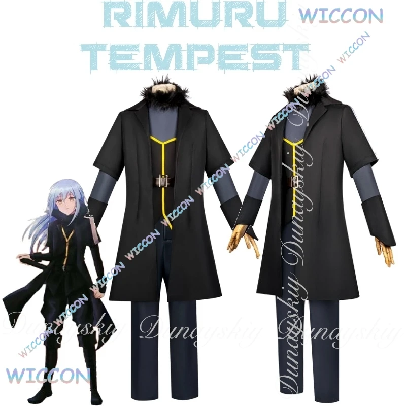  With Black Clothes Moe/That Time I Re Incarnated As A Slime Anime Rimuru Tempest Cosplay With Blue Wig Cosplay Costume