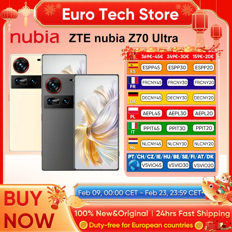 Nubia Z70 Ultra Smartphone 5G 6,85'' 144Hz Vollbildkamera 6150mAh Akku IP68 Wasserdicht NFC Globale Version 100 % neu