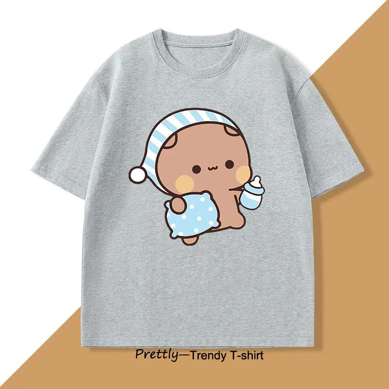 

Couple Bubu Dudu T Shirt Funny Cute BuBu Panda Going To Sleep with DuDu Bear Graphic Tees Funny Women T-shirt Clothes