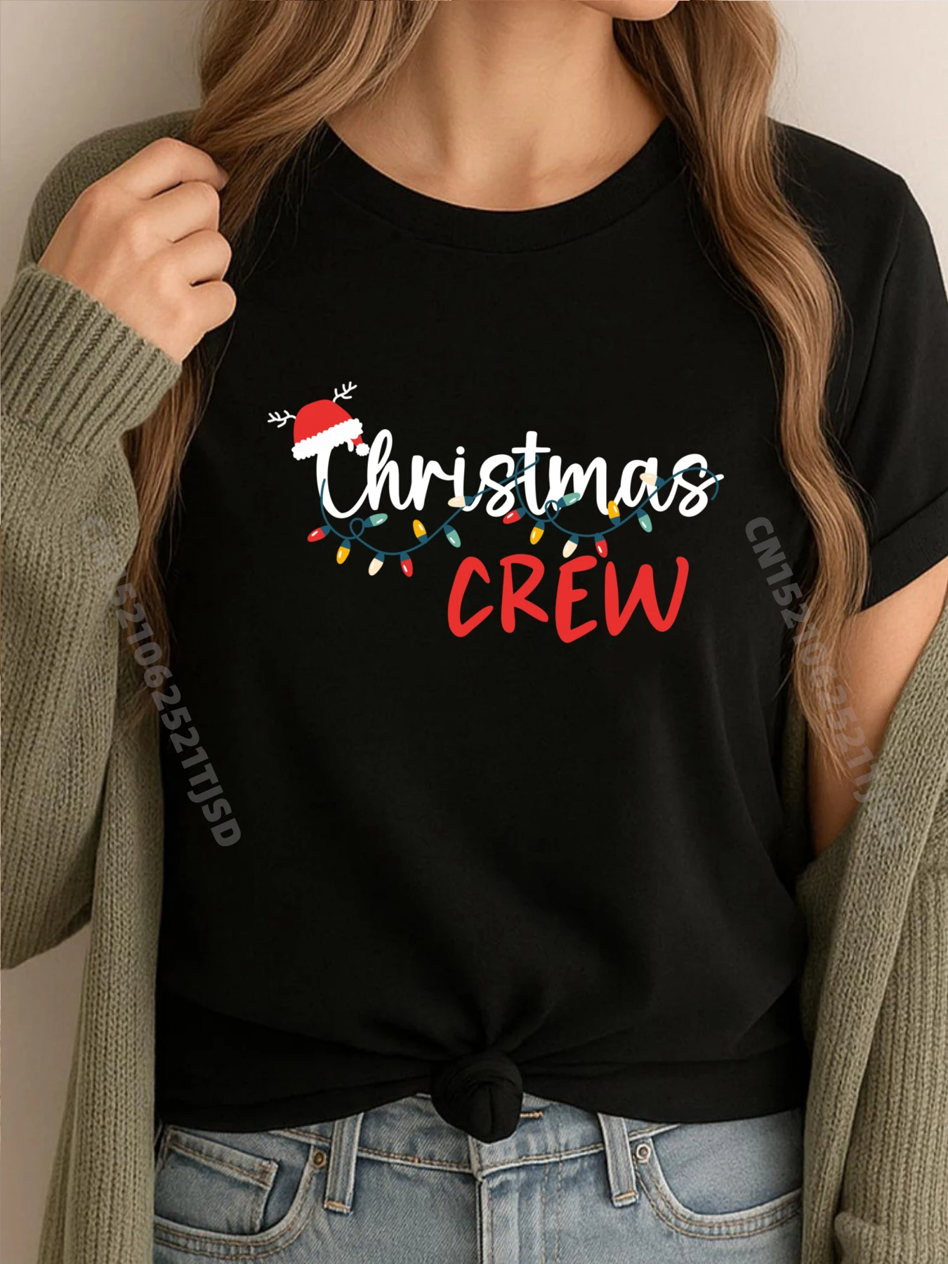 

Рождественские экипажи, рождественские огни, одинаковые пижамы для всей семьи, праздничные черные футболки с рисунком, одежда, креативная футболка