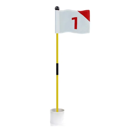 Imagen 2 del producto Bandera verde de Golf y taza con agujeros para juego de práctica de patio, palos de bandera de Golf portátiles de fibra de vidrio de 2 secciones, accesorios de Golf