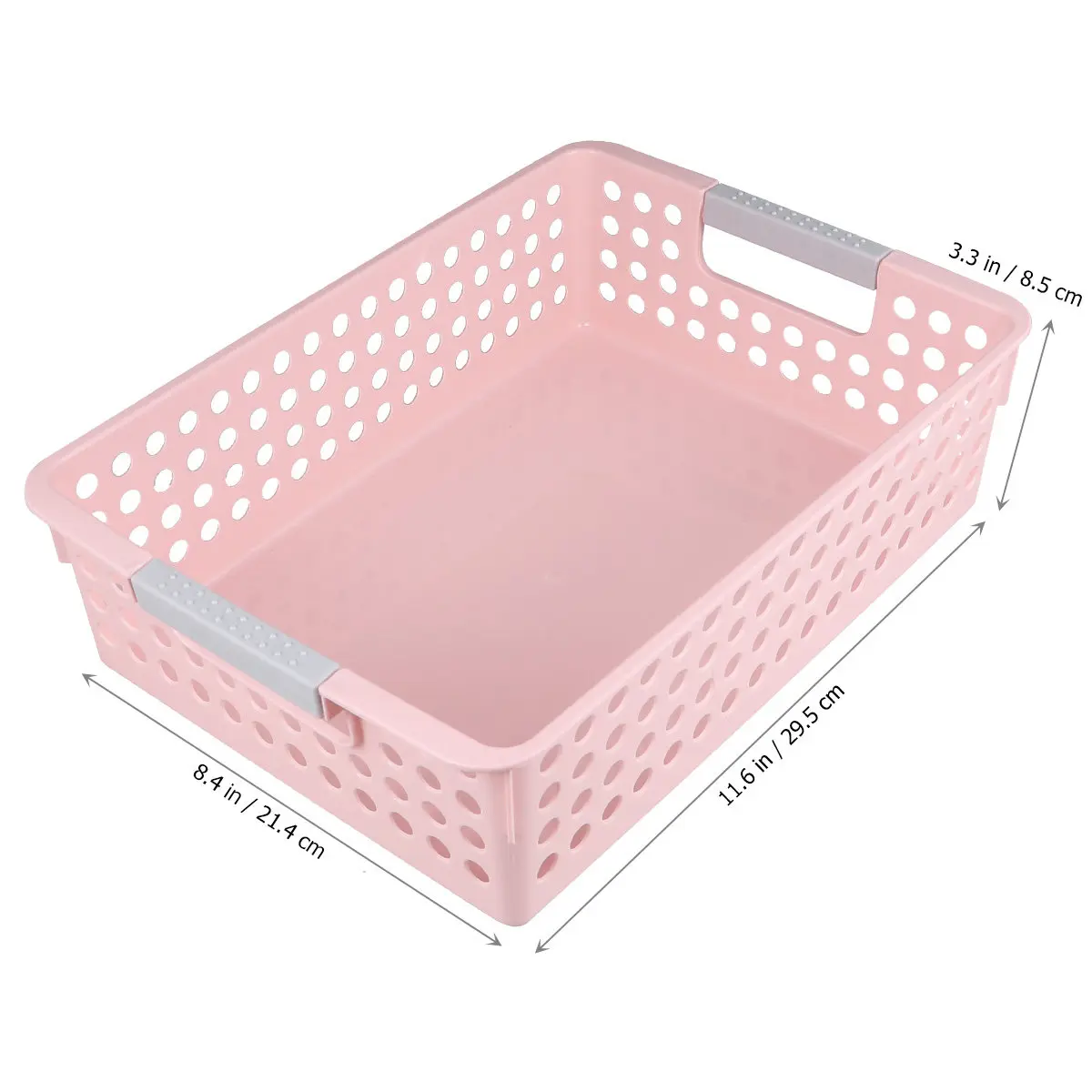 3pcs Plastic File Storage Basket Hollow Out Design Large Capacity Desktop Organizer For Office Home Use Smooth Surface Solid