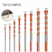 16PCS Tungsten Carbide Masonry Drill Bit Set for Metal Steel Porcelain Ceramic Tile Concrete Brick Wood 3-12mm Drilling Tools