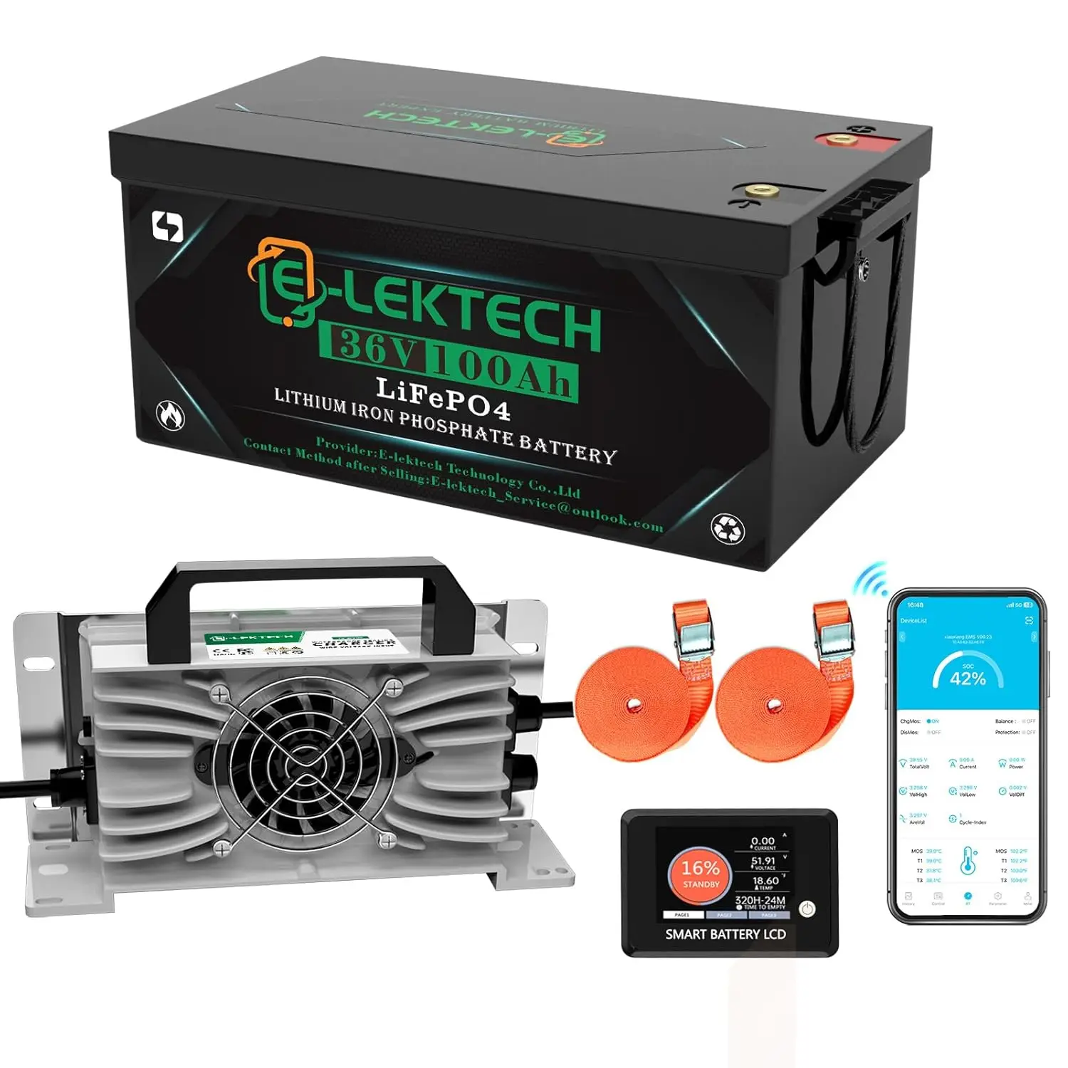 

36V 100Ah Lithium Golf Cart Battery with Charger, 36V LiFePO4 Lithium Battery Built-in 200A BMS, 10 Yrs Lifespan for, Custom