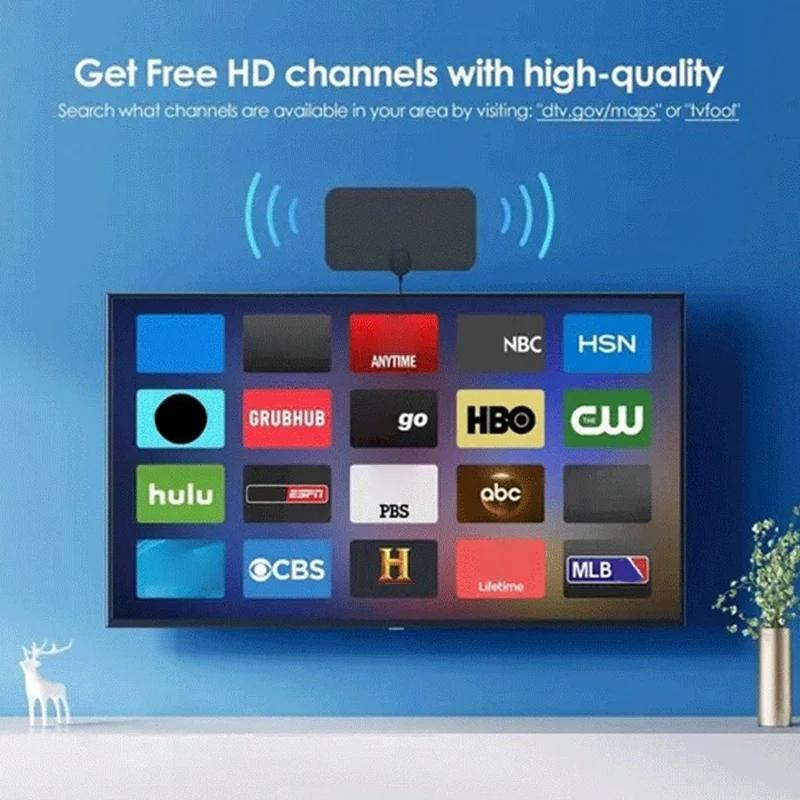 Antenne TV d'intérieur numérique HD avec amplificateur, film de réception DTMB, prend en charge la télévision 4K 1080P