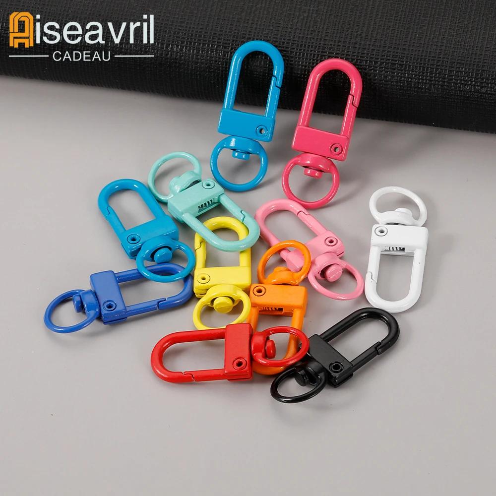 

5pcs Metal Lobster Clasps Hooks Keyring Colored Rotating Keychain Buckle for DIY Jewelry Making Key Ring Chain Accessories