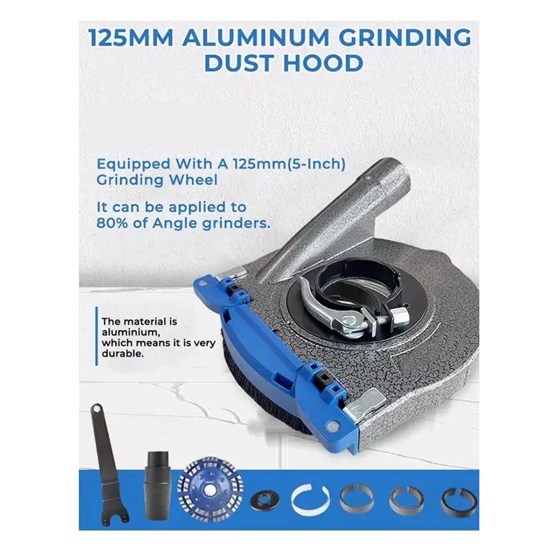 ABJO-حماية بدون غبار 125 مللي متر كفن غبار ألومنيوم لطاحونة الزوايا مع عجلة طحن 125 مللي متر