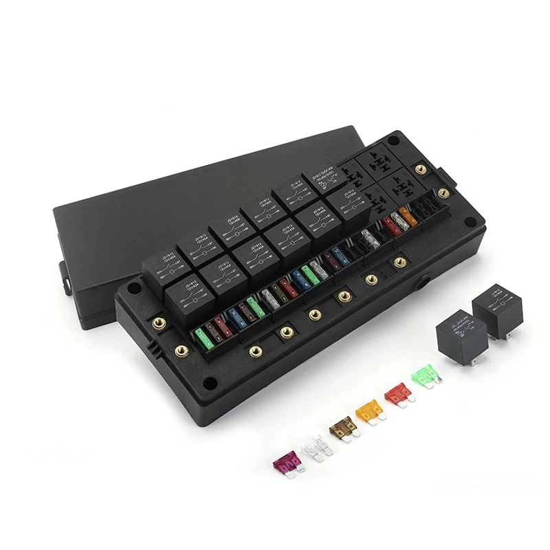 RB-R16F24-RF Automotive 24 Way 12V 5 Pin  Fuse and Relay Box Kit with 16 Relays and 24 Fuses for Car Marine